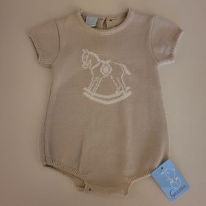 NWT Granlei 9 month cream rocking horse romper